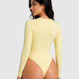 Sexy Twist Cutout Bustier Long Sleeve High Cut Bodysuit