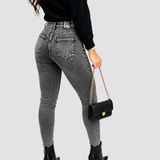 High Waist Button Fly Butt Lifting Skinny Jeans