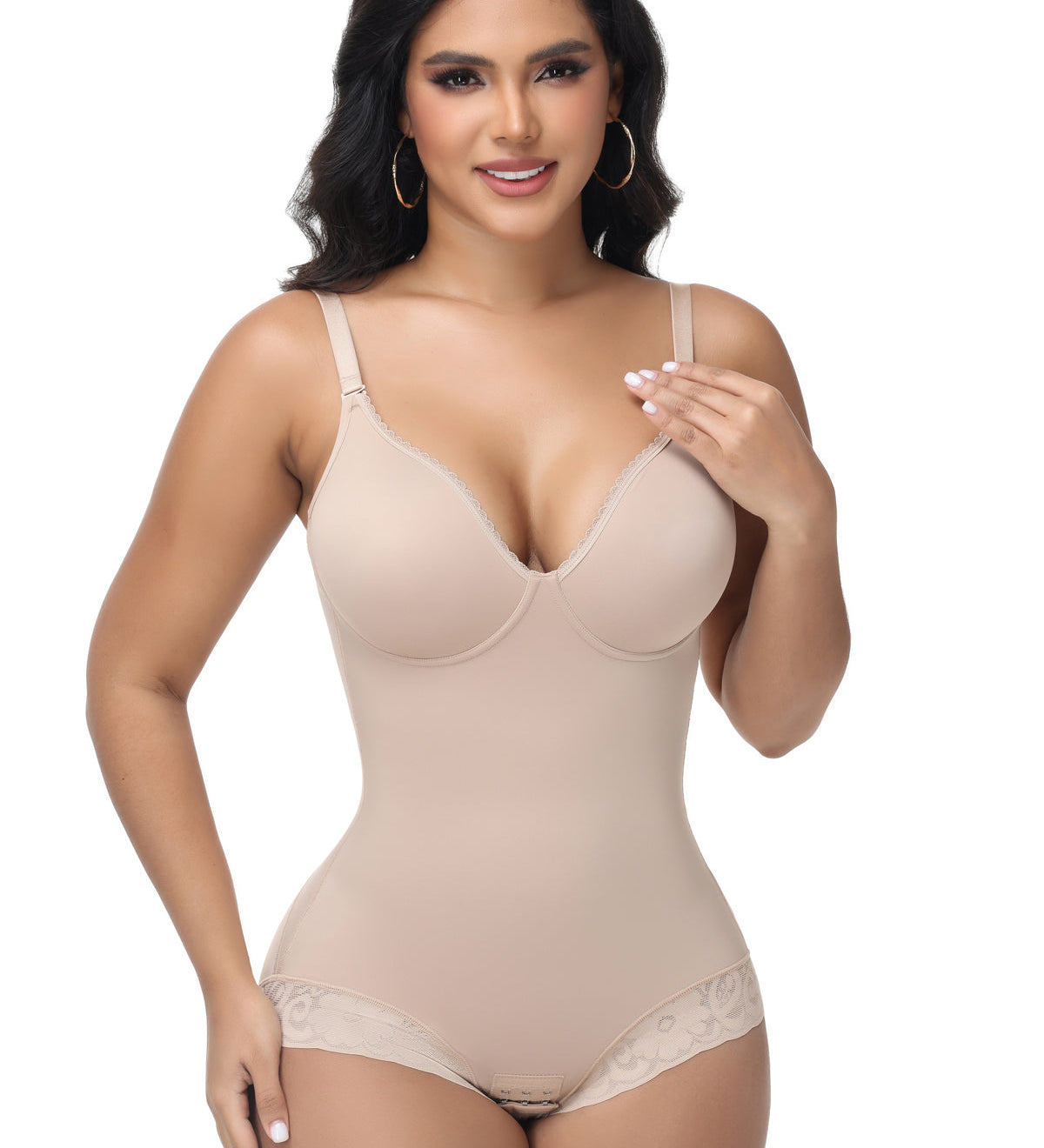 Sorelyne® Lace Trimmed Built In Bra Tummy Tuck Shapewear Bodysuit
