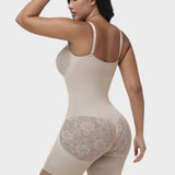 High Compression Adjustable Strap Mid Thigh Front Zipper Lace Full BodyShapewear