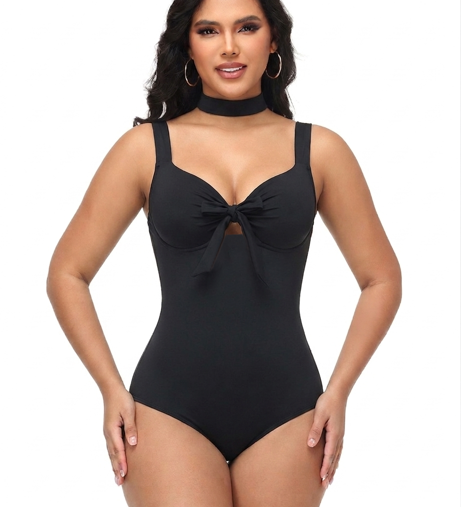Neckband style Butt Lift One-Piece Swimsuit