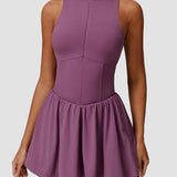Sports Zipper Dress with Short and Pocket