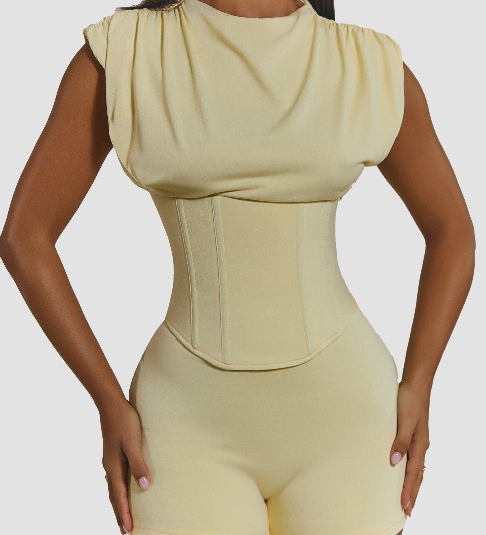 Detachable Corset Hourglass Waist Cincher Playsuit Two-Piece Set
