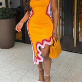 Reversible Wavy Slim Midi Dress