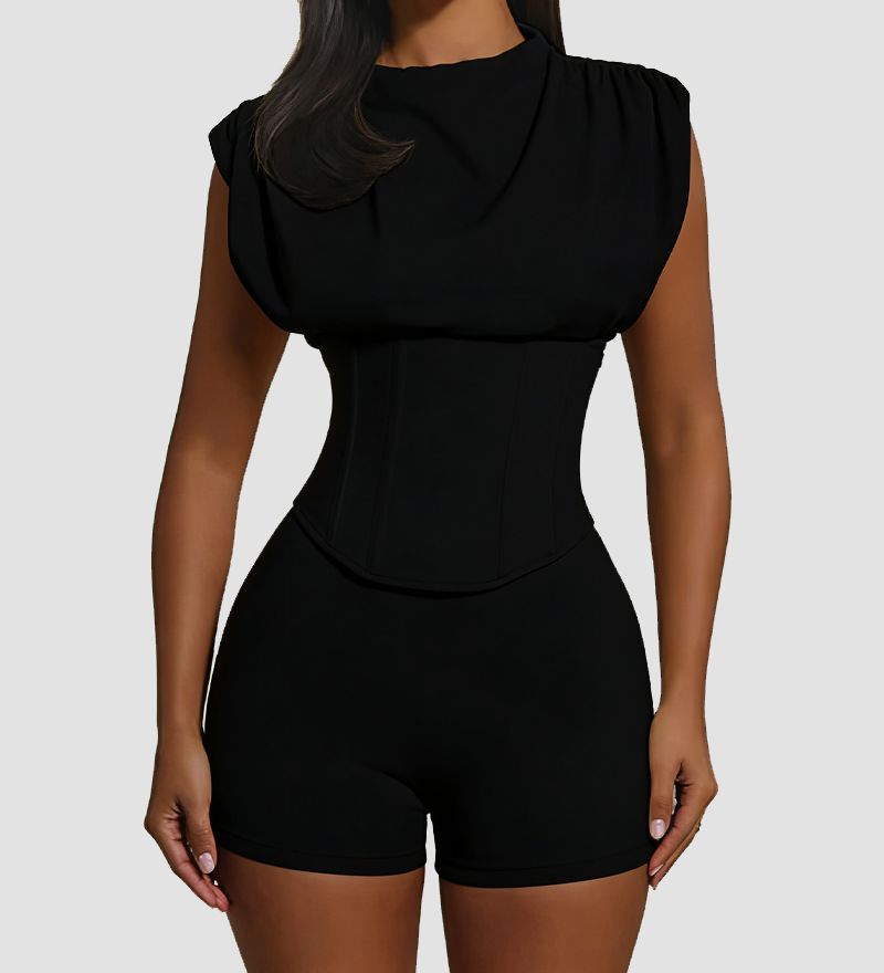 Detachable Corset Hourglass Waist Cincher Playsuit Two-Piece Set