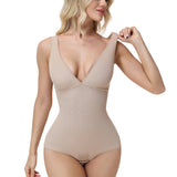 V Neck Lace Trim Sleeveless Bodysuit Tummy Control Butt Lifting Shaper