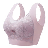 Ice Silk Thin Lace Mesh Panel Plus Size Seamless Vest Bra