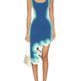 Reversible Wavy Slim Midi Dress