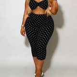 Polka Dot Print Sexy Hip-Lifting Capri Pants Set