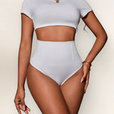 High Waist Ribbed Tummy Control Butt Lifting Shapewear Thong