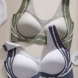 Contrasting Colors Seamless Wire Free Push Up Sleep Bra