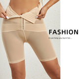 High Waist Stretchy Mesh Shaping Shorts with Adjustable Buckle