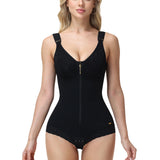 Lace V Neck  Adjustable Strap Tummy Control Butt Lifting Zipper Bodysuit
