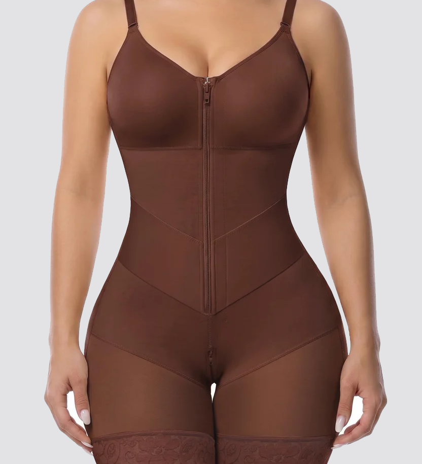 High Compression V-shaped Waist Belt Tummy Control Zipper Full Body Shapewear