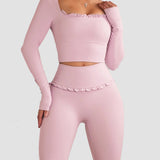 Ballet Ruffled Long Sleeve Sports Top