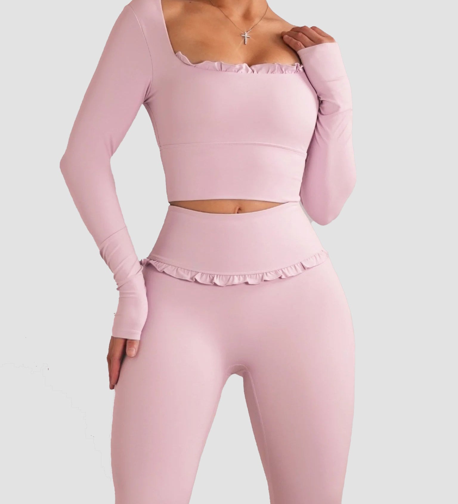 Ballet Ruffled Long Sleeve Sports Top