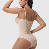 Hourglass Front Zipper Bodysuit with Lace-Up Back