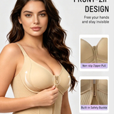Underwire Front Zipper Corset Shaping Bra with Adjustable Straps
