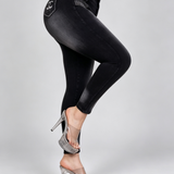 High Waist Rhinestone Pocket Butt Lifting Seam Detail Skinny Jeans