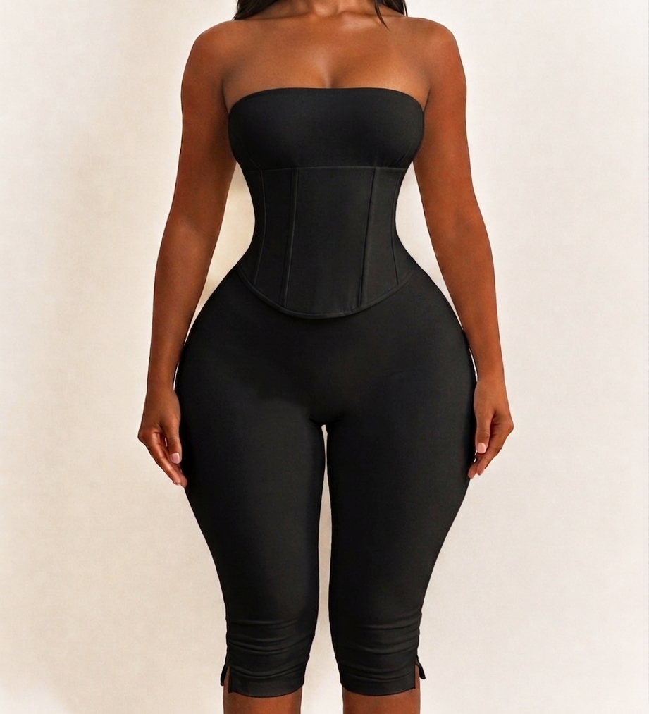 Hourglass Strapless Detachable Corset Waist CincherJumpsuit Two-Piece Set