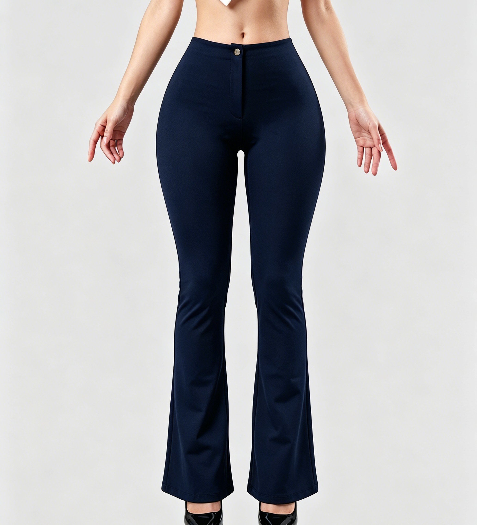 High Waist Butt Lifting Solid Black Slim Fit Flare Shaping Yoga Pants