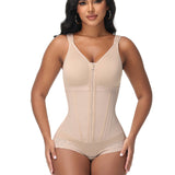 Double-Layer PowerMesh Hourglass Tummy Sculpt Zipper Bodysuit With Bra