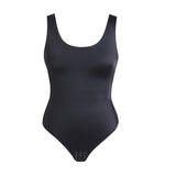 U Neck Wide Strap Back Lace Up Tummy Control Butt Lifting Bodysuit