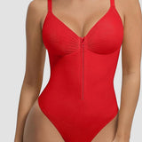 Front Zipper Tummy Control Triangle Shapewear Bodysuit