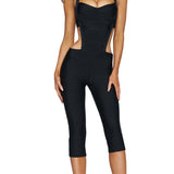 Halter Cutout Backless Skinny Bandage Capri Jumpsuit
