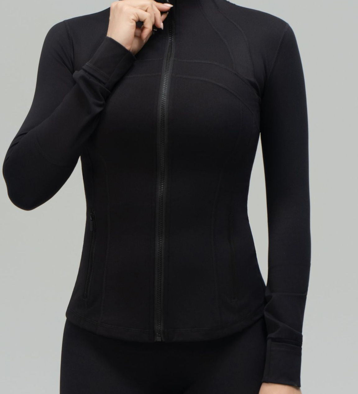 Long Sleeve Cropped Workout Coat Fitted Yoga Jacket