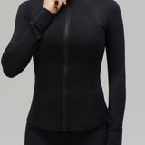 Long Sleeve Cropped Workout Coat Fitted Yoga Jacket