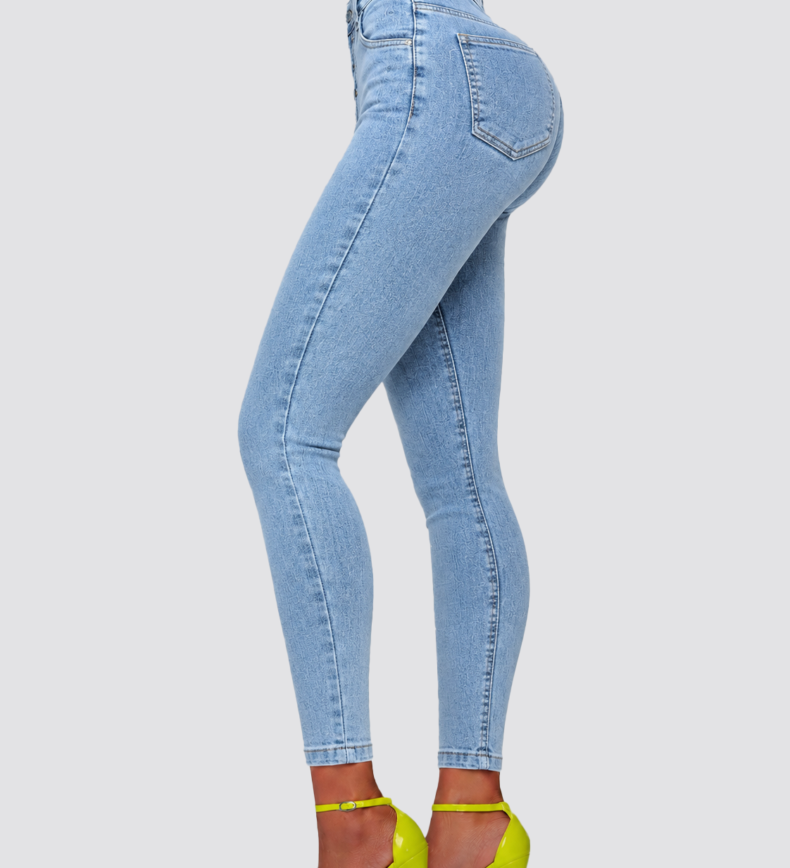 High Waist Button Fly Butt Lifting Skinny Jeans