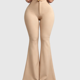 High Waist Button Fly Butt Lifting Sculpt Flare Girdle Pants