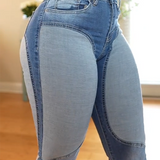 Trendy Contrasting Colors Patchwork Sexy Hip Lift Skinny Jeans