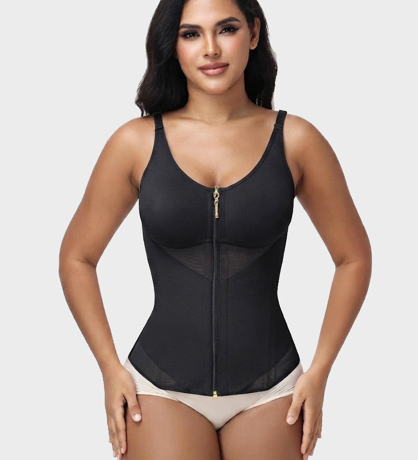 High Compression Adjustable Strap Hourglass Zipper Waist Trainer Shaping Vest