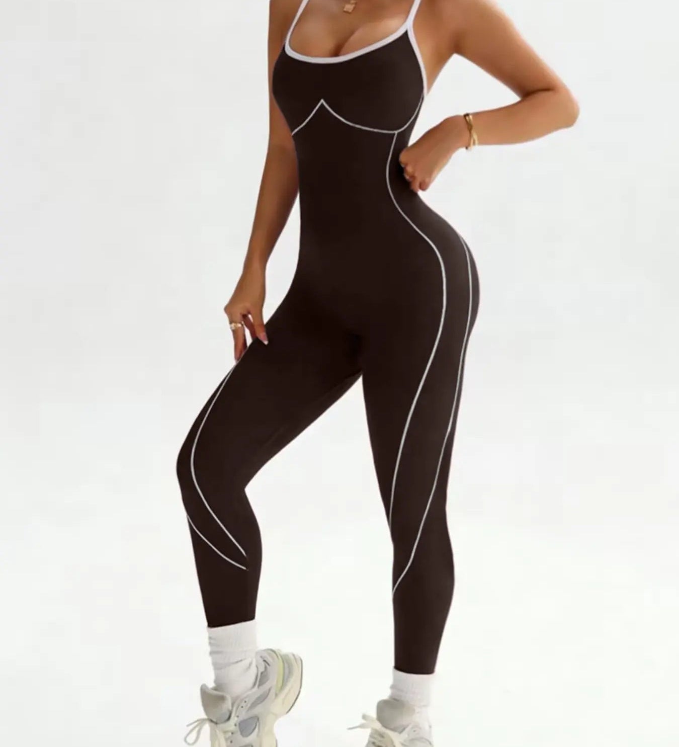 Seamless Skinny Crisscross Cutout Back Butt Lifting Full Length Jumpsuit