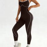Seamless Skinny Crisscross Cutout Back Butt Lifting Full Length Jumpsuit
