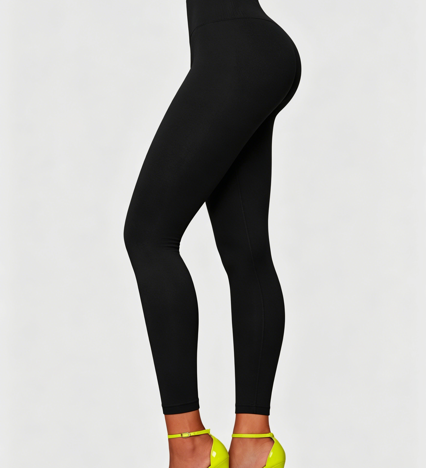 High Waist Ribbed Waistband Seamless Butt Lifting Yoga Leggings