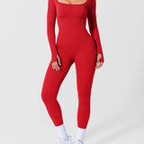 Long Sleeve Thumb Hole Tummy Control Shapewear  Jumpsuit