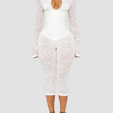 Lace Corset Long-sleeved Hourglass Jumpsuit