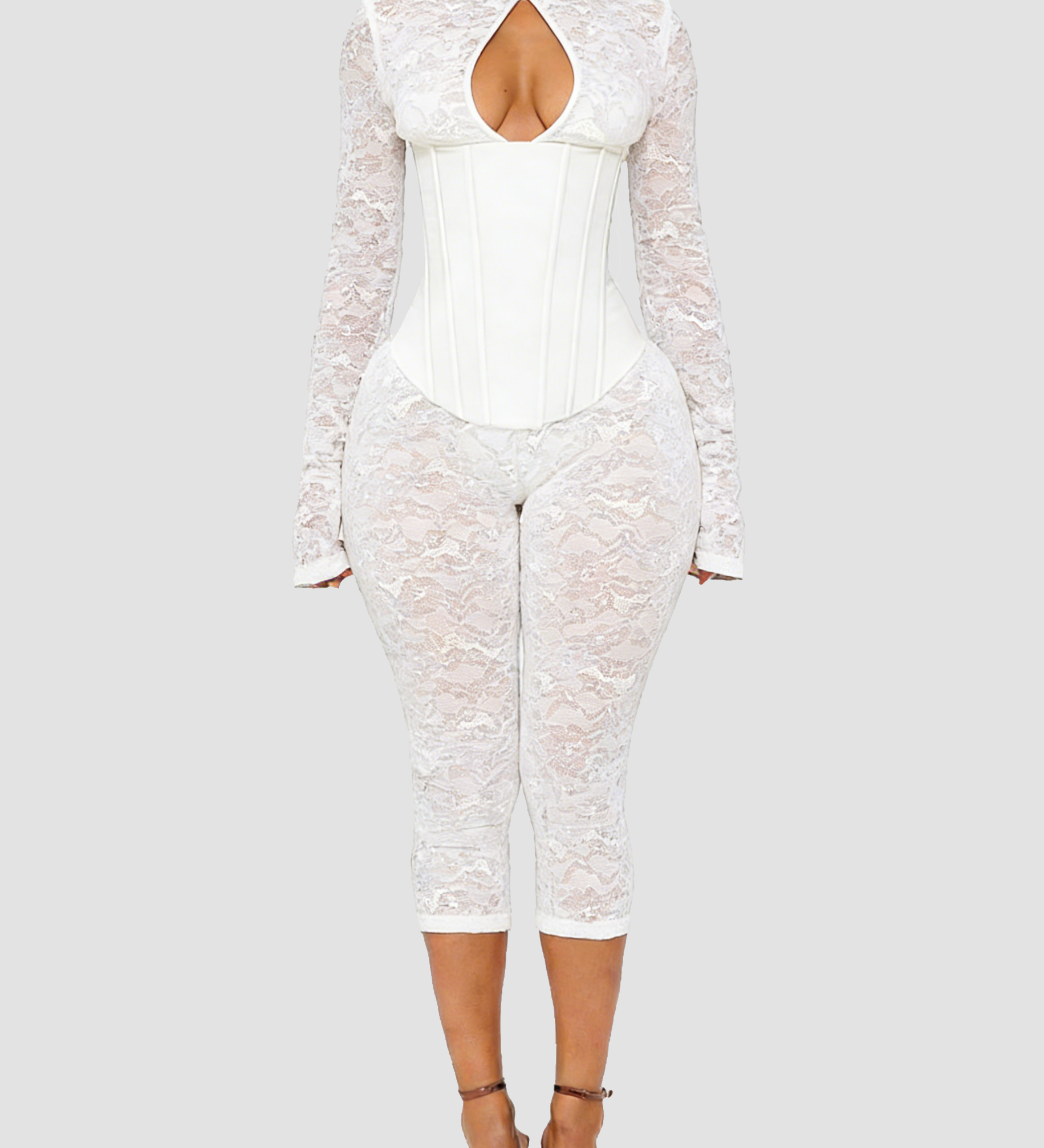Lace Corset Long-sleeved Hourglass Jumpsuit