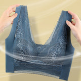 V Neck Lace Thin Anti Exposure Seamless Minimizer Vest Bra