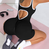 Heart Cutout Back Ribbed Seamless Romper