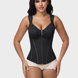 V Neck Underwire Cup Wide Adjustable Strap Zipper Waist Trainer Shaping Vest