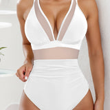Sexy Deep V Mesh Backless One Piece Shapewear Swimsuit
