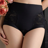 Sexy Lace Seamless Ice Silk High Waist Tummy Control Shaping Panties