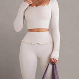 Ballet Ruffled Long Sleeve Sports Top