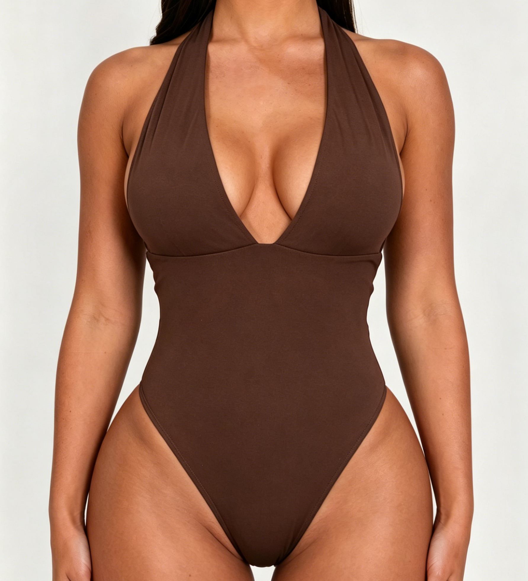 Backless Deep V-Neck Halter Slimming One-Piece Swimsuit