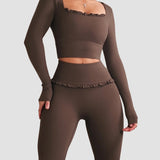 Ballet Ruffled Long Sleeve Sports Top