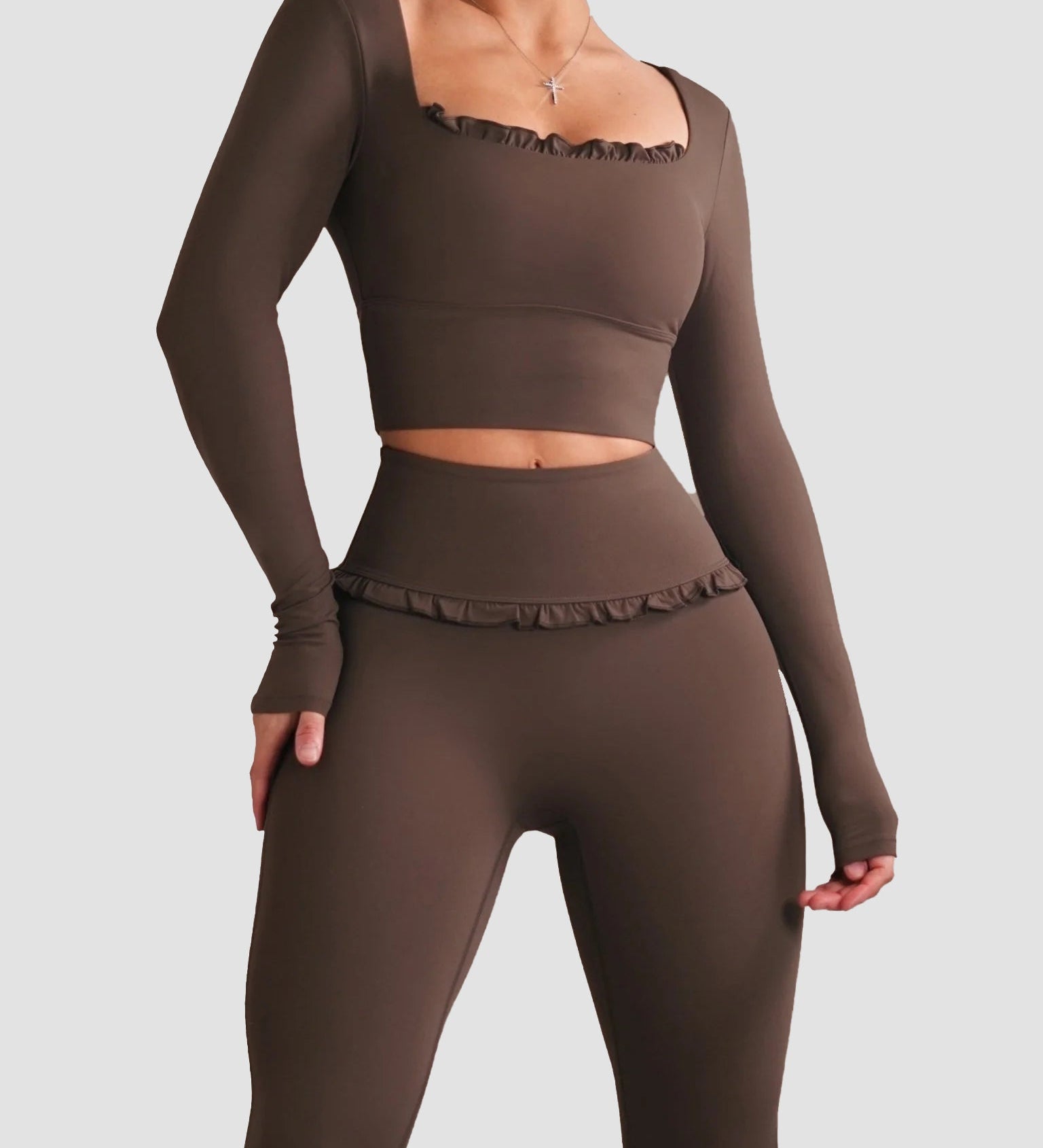Ballet Ruffled Long Sleeve Sports Top